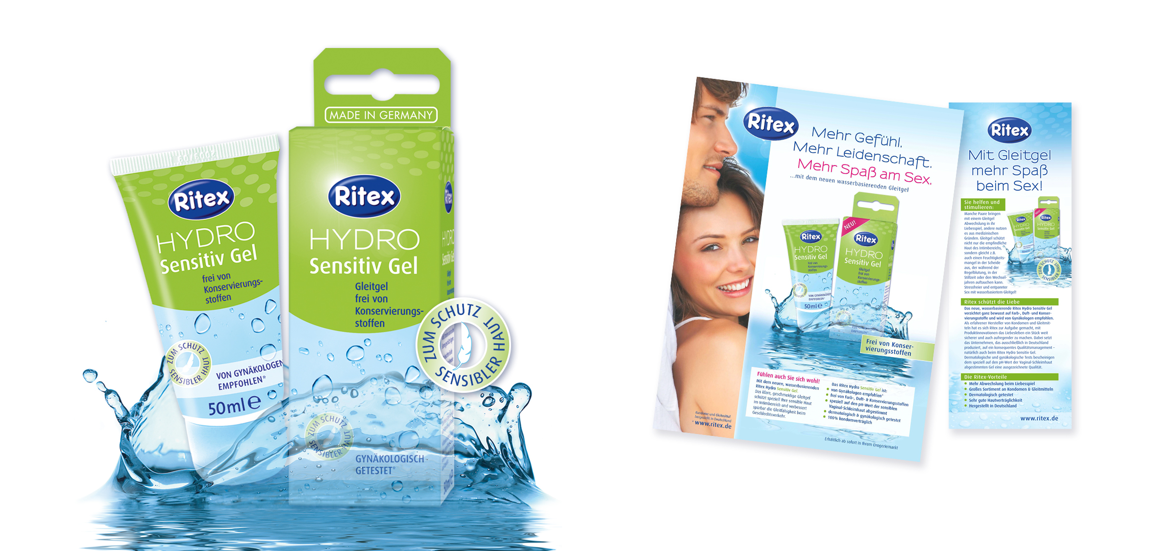 Ritex Kondome und Gele. Packaging und Promotions von adworx.