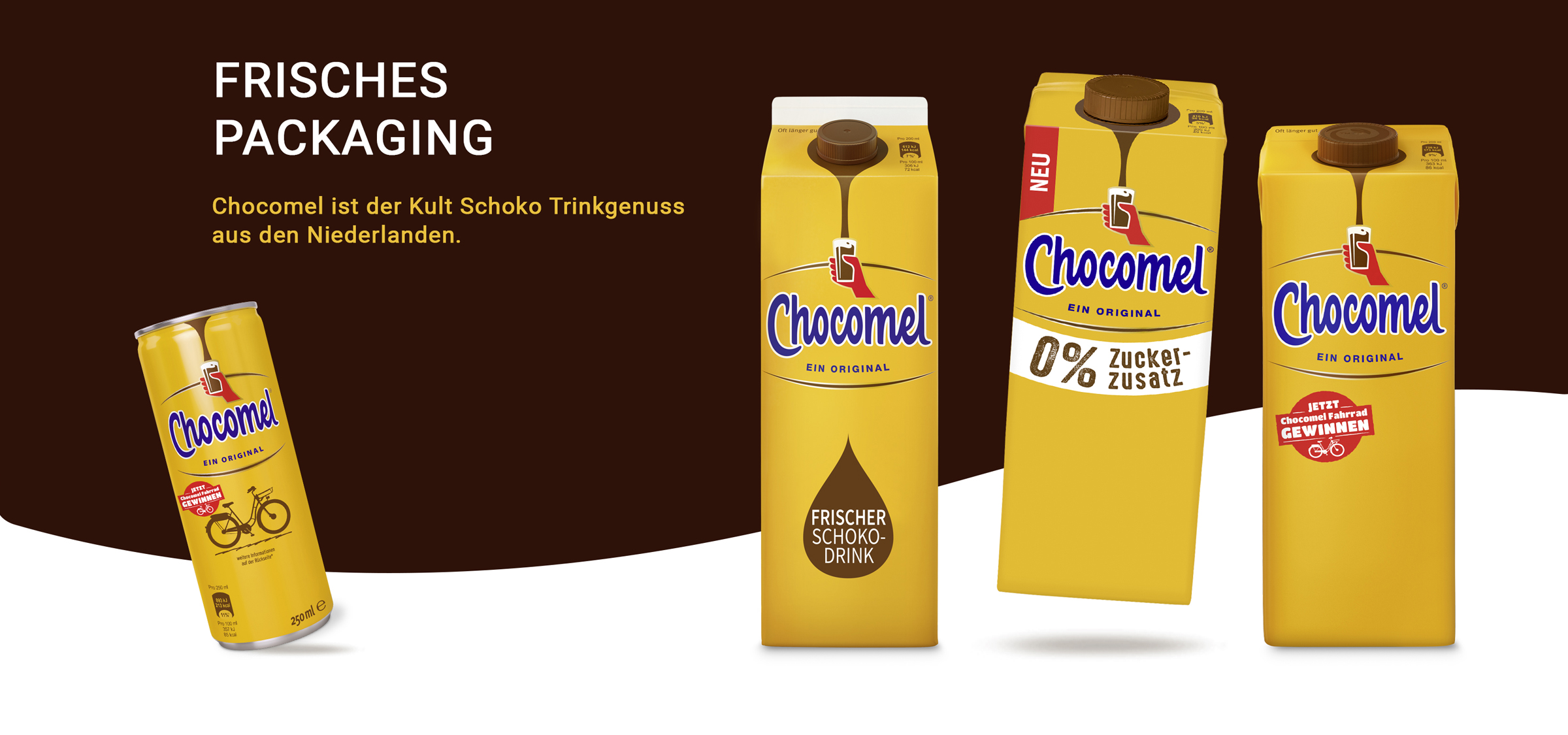 Chocomel ist der Kult Schoko Trinkgenuss aus den Niederlanden. Packaging von adworx